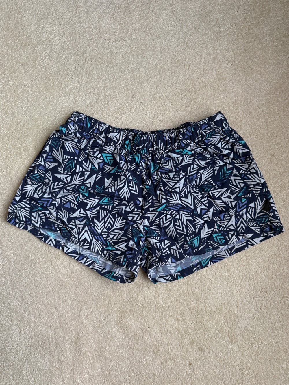Patagonia Women’s Navy Leaf-Print Elastic Waist baggies